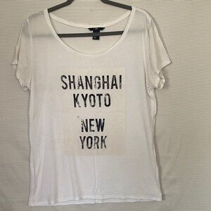 H&M White Graphic Tee Shanghai NY